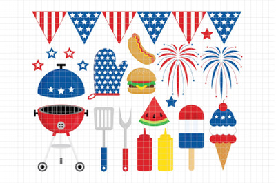 4th of July Bbq Party-Digital Clipart (LES.CL40)