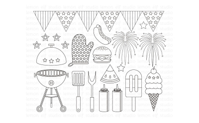 4th of July Bbq Party-Digital Stamp (LES.DS40)