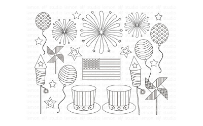 4th of July-Digital Stamp (LES.DS41)