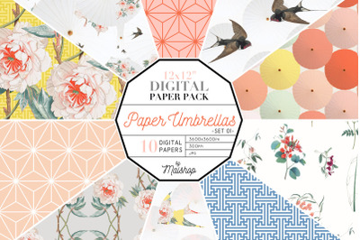 Digital Paper   I   Paper Umbrellas Set 01