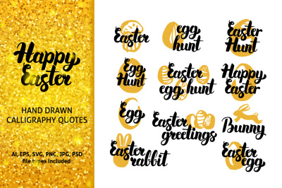 Happy Easter Hand Drawn Quotes