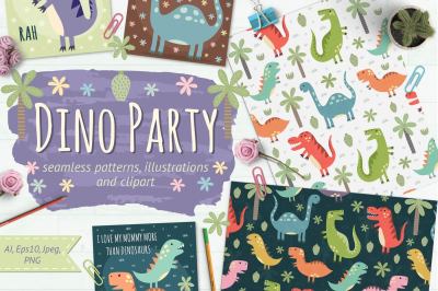 Dino Party: patterns &amp; illustrations