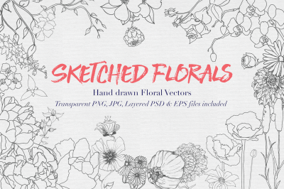 Hand Drawn Sketched Floral Vectors