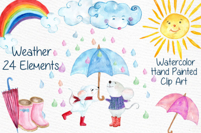 Watercolor weather clipart