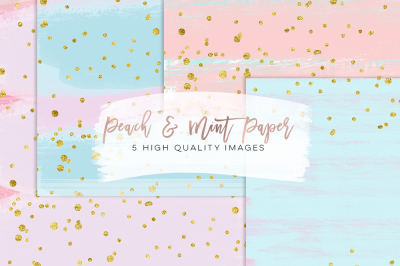 peach mint art print paper, Paper Digital, Nursery Design Prints, Textured Paper, Spring Paper, Coral Watercolor, Peach Paper, elegant