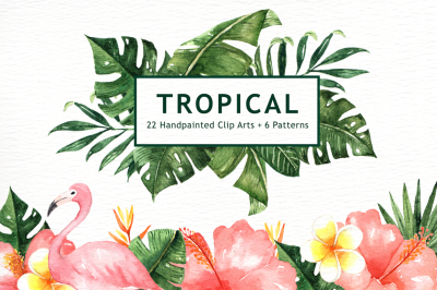 Tropical Leaves Watercolor Clipart