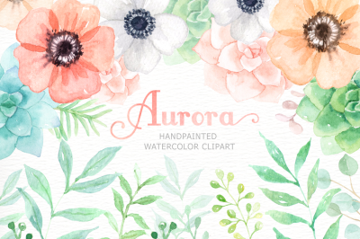 Aurora Floral Watercolor clipart