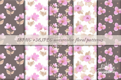 Flower fuchsia patterns watercolor
