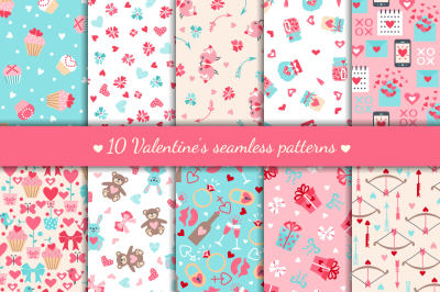 Valentine's Day Seamless Patterns