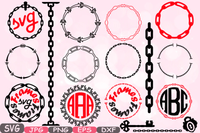 Arrow and Chain Circle Frame SVG Silhouette Cutting Files Round Arrows Love Monogram Border Bogo tribal Frames abc Valentine Arrows -654s