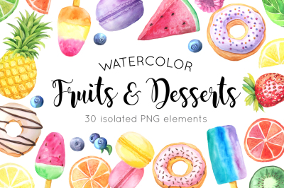 Watercolor Fruits&amp;Desserts Set