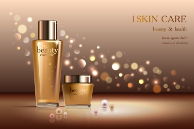 Cosmetic ads template. Gold &amp; Shiny.