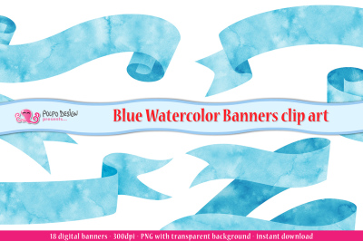 Blue Watercolor Banner clipart
