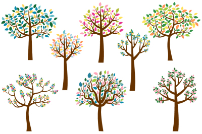 Colorful tree clipart, Leafy tree clip art, Tree with leaves, Color crown