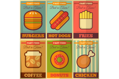 Retro fast food posters collection