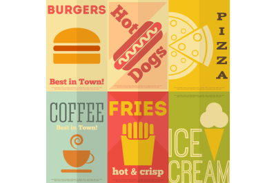 Retro fast food posters collection