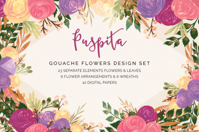 Puspita Gouache Flowers Design Set