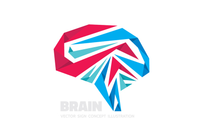 Abstract Origami Human Brain Vector Illustration