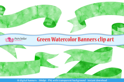 Green Watercolor Banner clipart