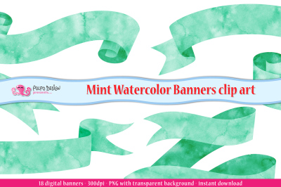 Mint Watercolor Banner clipart