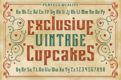 Exclusive Vintage Cupcakes - vintage font - original typeface