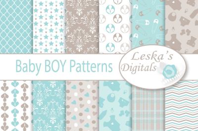 Baby Boy Digital Paper Patterns