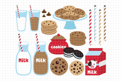 Cookies and Milk-Digital Clipart (LES.CL42A)