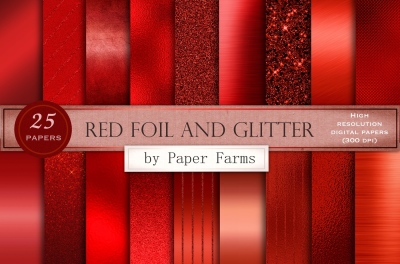 Red foil and glitter