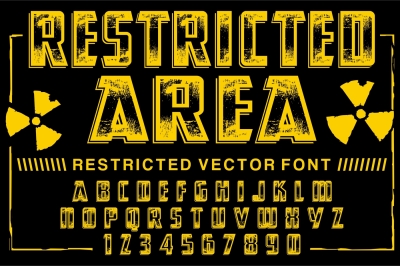 Restricted area - handcrafted vector font