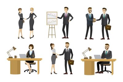 Set of different business people