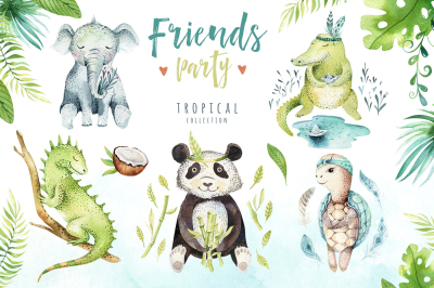 Friends party. Tropical collection