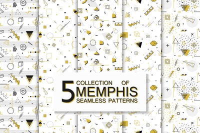 Memphis seamless geometric patterns