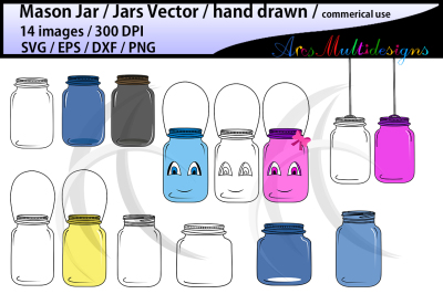 jar doodle / mason jar clipart vectpr - SVG /EPS /DXF /PNG / commerical use