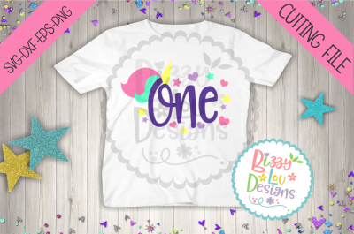 One Unicorn first birthday SVG, DXF, EPS, PNG