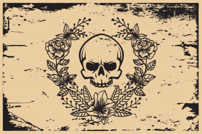Floral Horror Skull Poster