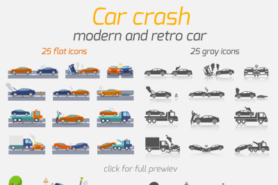 Car crash icons