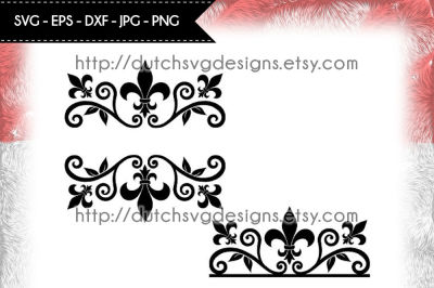 2 Split monogram cutting files with french lily, in Jpg Png SVG EPS DXF, Cricut svg, Silhouette cut file, fleur de lis svg, diy