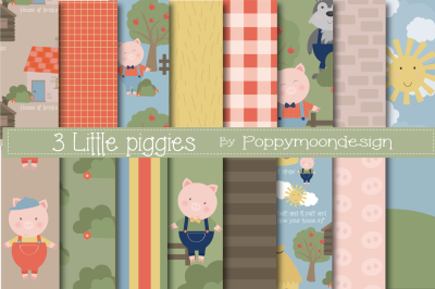 3 Little piggies papers -big pack