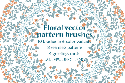 Floral vector pattern brushes collection