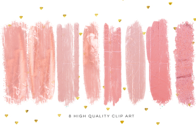 Blush pink brush strokes, rose gold DIY invitation, social media banner clip art, blog clip art, Instant Download, Photography clip art,
