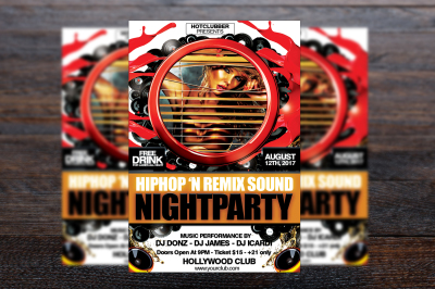 Hiphop and Remix Sound Night Party Flyer