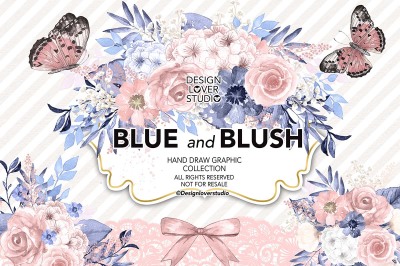 Watercolor Blue and Blush collection