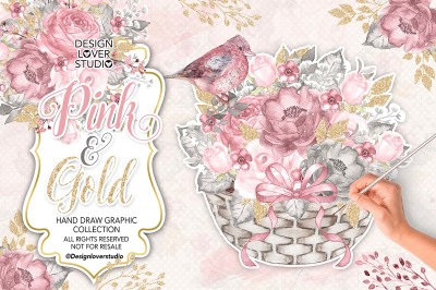 Watercolor PINK and GOLD design
