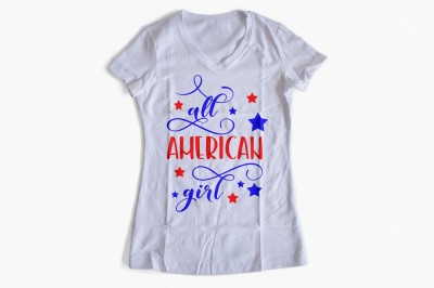 All American girl SVG PNG EPS DXF, 4th of July SVG