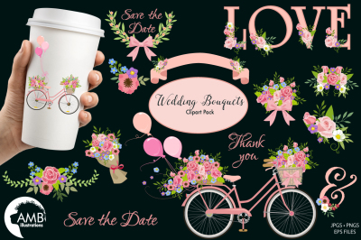 Wedding Bouquet Bundle, graphic, illustration, clipart AMB-1325
