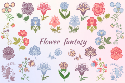 Flower fantasy  vector set