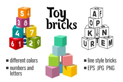 Colored toy bricks building towers