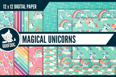 Magical unicorn digital paper