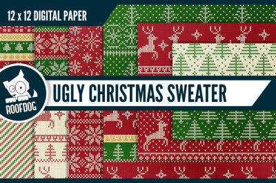 Ugly Christmas sweater—Chunky red and green