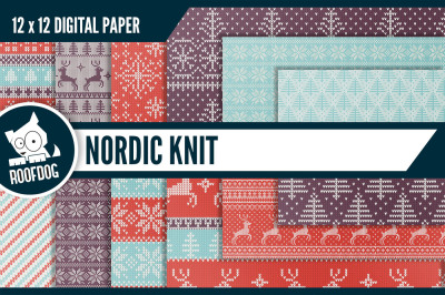 Winter Nordic knit pattern digital paper